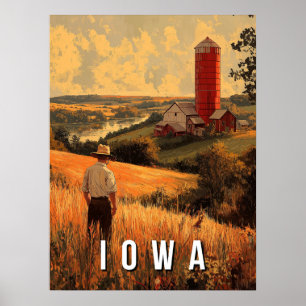 Retro Iowa Patriotic Spirit - Ameriana Herzland Poster