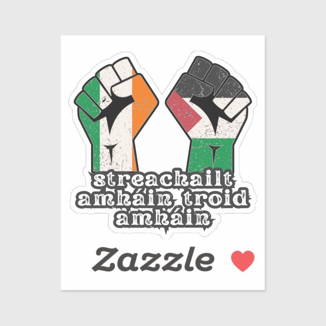 Retro Ireland Palestina Solidarity Fist Revolution Aufkleber (Blatt)