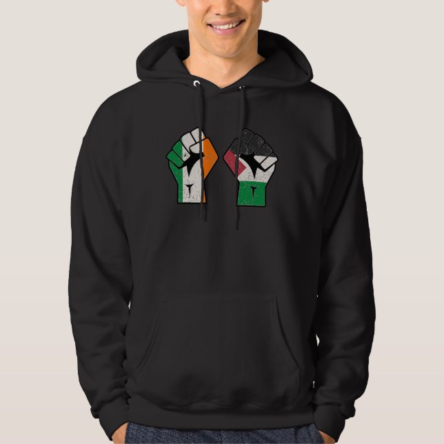 Retro Ireland Palestina Solidarity Fist Revolution Hoodie (Vorderseite)