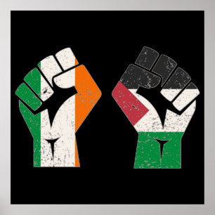 Retro Ireland Palestina Solidarity Fist Revolution Poster