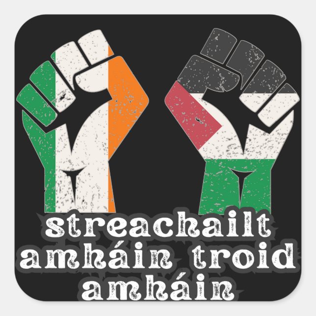 Retro Ireland Palestina Solidarity Fist Revolution Quadratischer Aufkleber (Vorderseite)