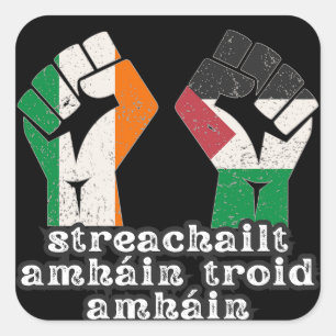 Retro Ireland Palestina Solidarity Fist Revolution Quadratischer Aufkleber