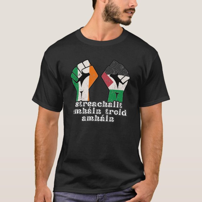 Retro Ireland Palestina Solidarity Fist Revolution T-Shirt (Vorderseite)