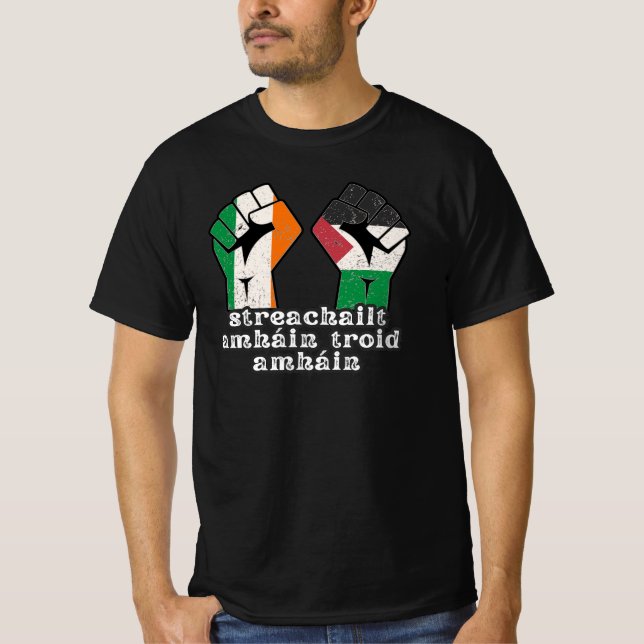 Retro Ireland Palestina Solidarity Fist Revolution T-Shirt (Vorderseite)