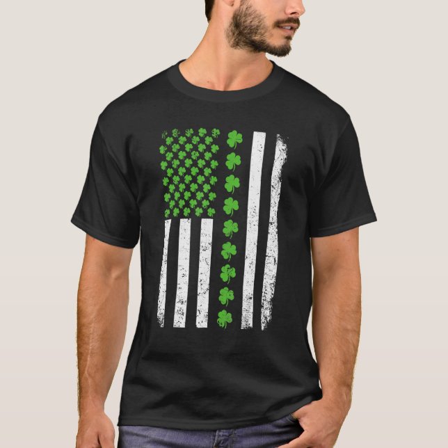 Retro Irish American Flag Distressed Flag St Patri T-Shirt (Vorderseite)