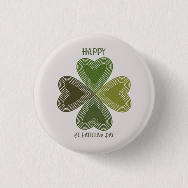 Retro Irish Celtic Kleeblatt St Patrick's Day Button (Vorderseite)