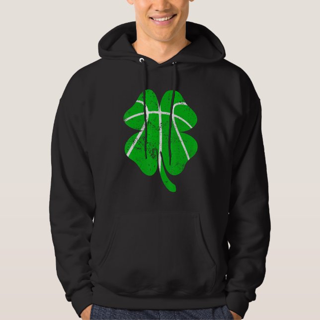 Retro Irish Kleeblatt Basketball Sports St Patrick Hoodie (Vorderseite)