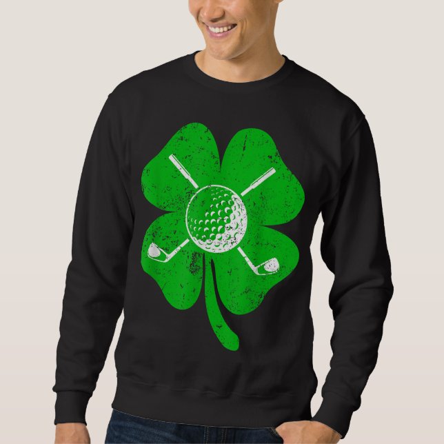 Retro Irish Kleeblatt Golf Sports Lover St.Patrick Sweatshirt (Vorderseite)