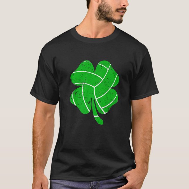 Retro Irish Kleeblatt Volleyball Sports Lover St.P T-Shirt (Vorderseite)