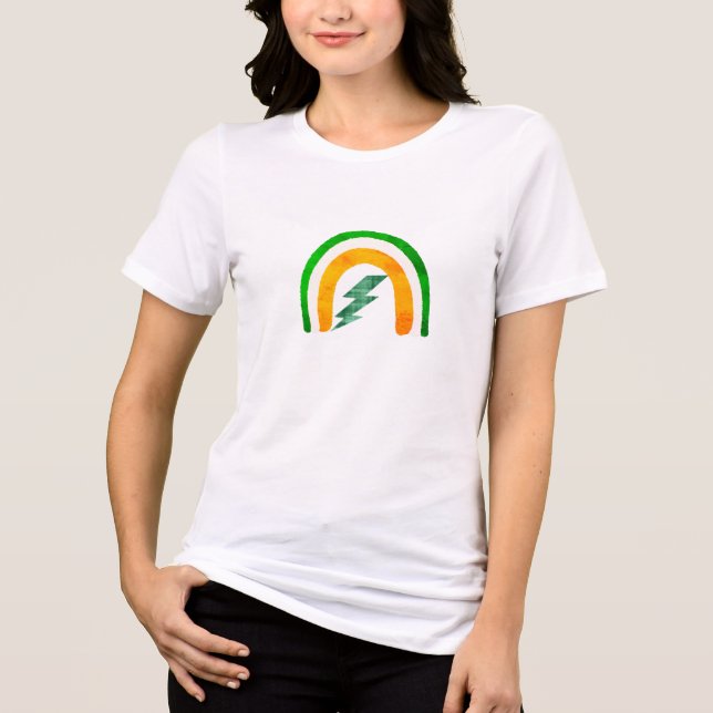 Retro Irish Pride T-Shirt, Thunder Bolt Rainbow De Tri-Blend Shirt (Vorderseite)