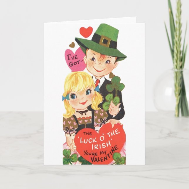 Retro Irish Valentine's Day Card Feiertagskarte (Vorderseite)