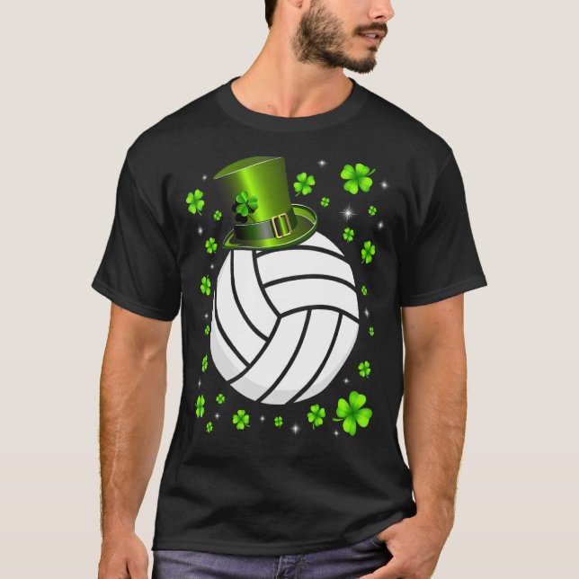 Retro Irish Volleyball Kleeblatt Sports St Patrick T-Shirt (Vorderseite)