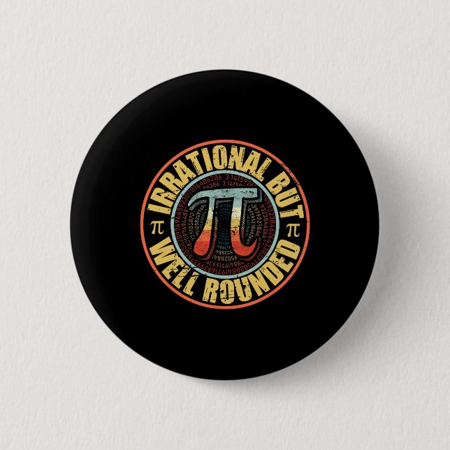 Retro Irrational Aber Rund Pi Tag Vintage M Button (Vorderseite)