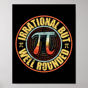 Retro Irrational Aber Rund Pi-Tag Vintage M Poster