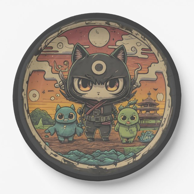 Retro Island Pals: Ninja Cat Crew Pappteller (Vorderseite)