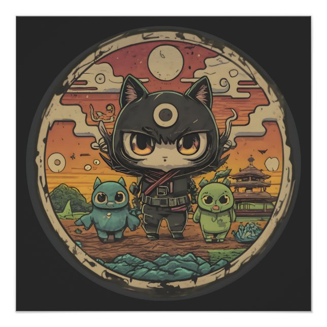 Retro Island Pals: Ninja Cat Crew Poster (Vorderseite)