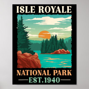 Retro Isle Royale Nationalpark Est 1940 Wandern  Poster