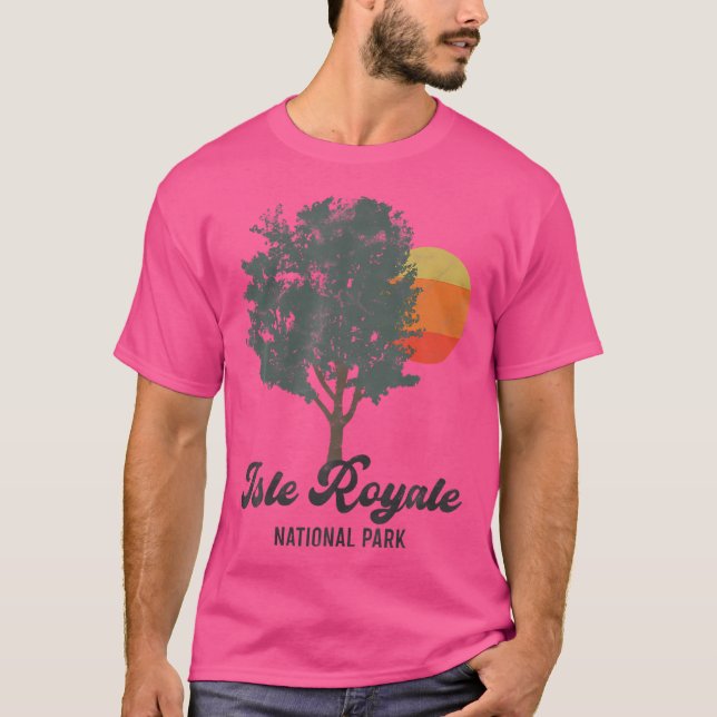 Retro Isle Royale Nationalpark Vintages Wandern T-Shirt (Vorderseite)