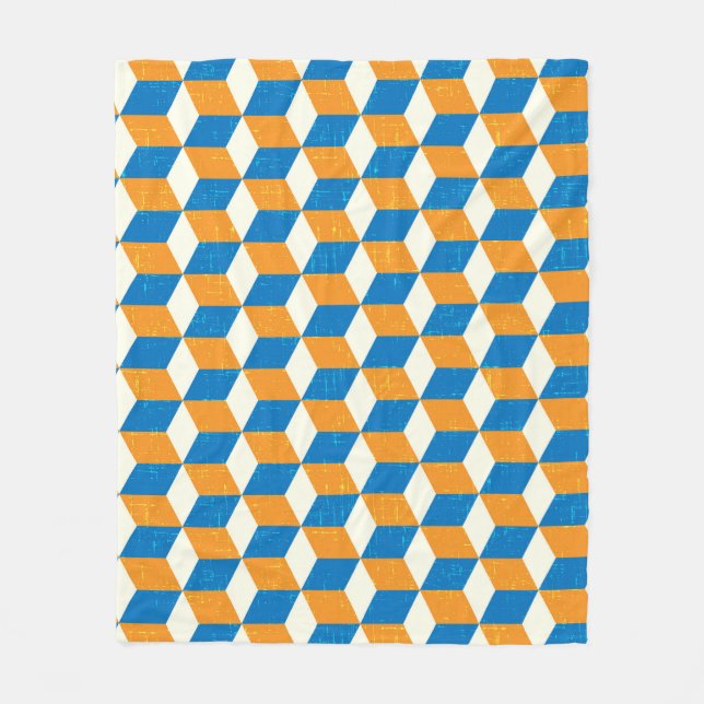 Retro-isometrische Würfel, geometrische Illusion Fleecedecke (Vorderseite)