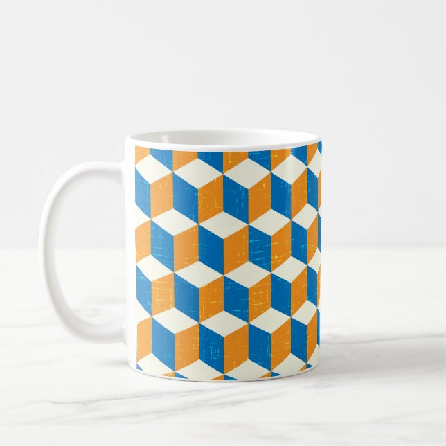 Retro-isometrische Würfel, geometrische Illusion Kaffeetasse (Links)