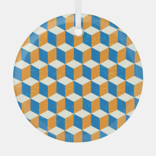 Retro-isometrische Würfel, geometrische Illusion Ornament Aus Glas