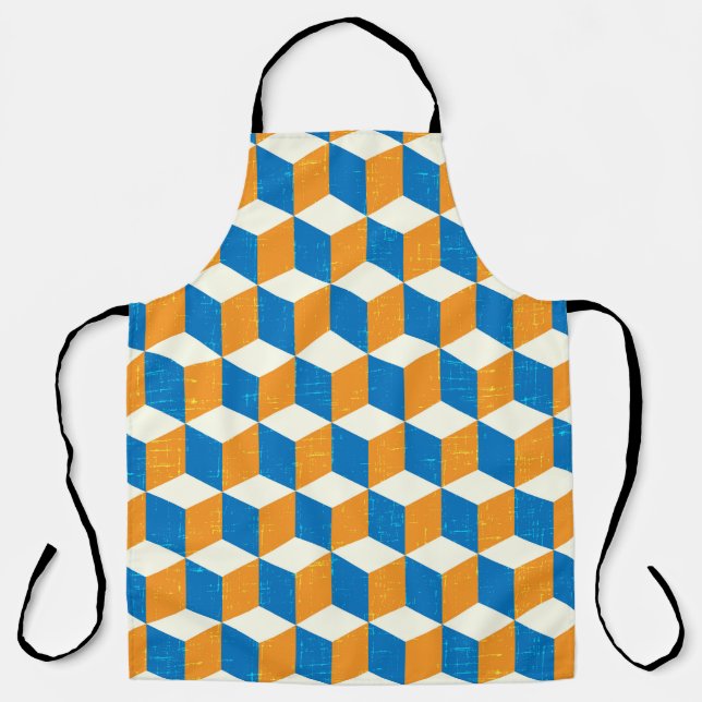 Retro-isometrische Würfel, geometrische Illusion Schürze (Vorderseite)