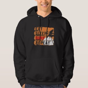 Retro isst Sleep Surf Wiederholung Funny Surfer Su Hoodie