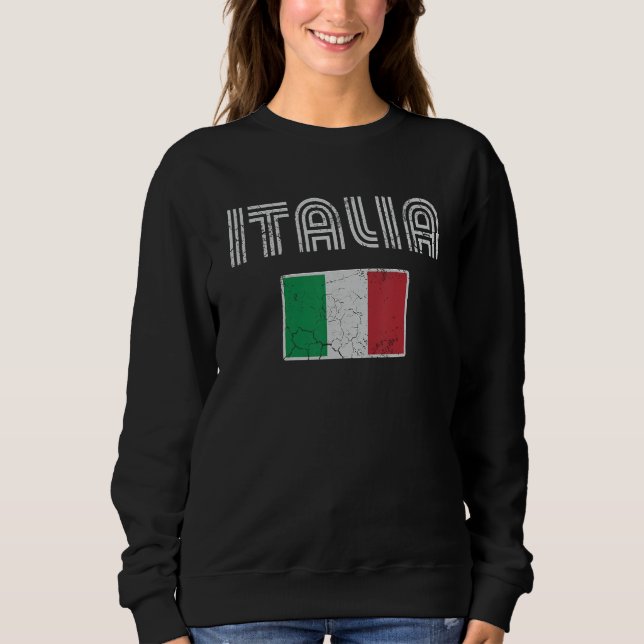 Retro Italia Flag Italien Italienische Liebe Fami Sweatshirt (Vorderseite)
