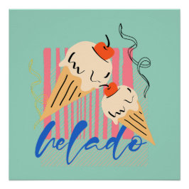 Retro Italian Ice Cream Cones Poster