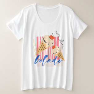 Retro italienische Eiswaffeln Große Größe T-Shirt