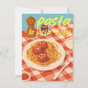 Retro italienische Restaurant-Atmosphäre Pasta-Wor Postkarte