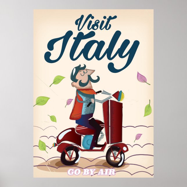 Retro italienischen Cartoon Roller Poster. Poster (Vorne)