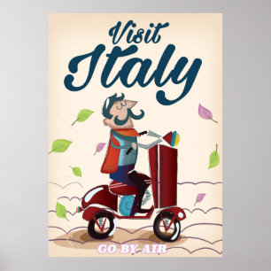 Retro italienisches Cartoon-Roller-Plakat. Poster