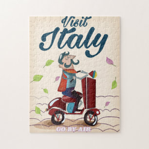 Retro italienisches Cartoon-Roller-Plakat. Puzzle