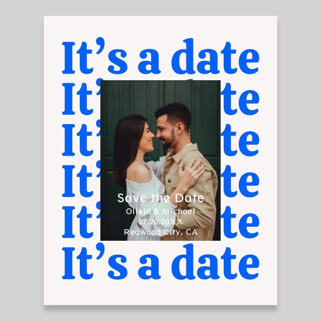 Retro Its A Date Photo Wedding Save The Date Flyer (Von Creator hochgeladen)