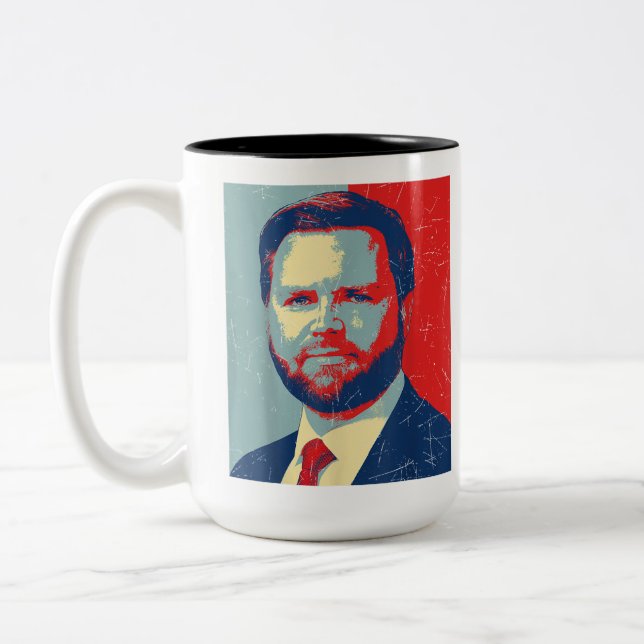 Retro J.D. Vance für Präsident 2028 Vance 2028 Zweifarbige Tasse (Links)