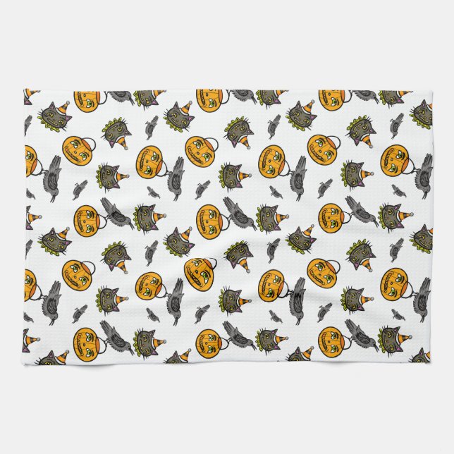 Retro-Jack und Katze Geschirrtuch (Horizontal)