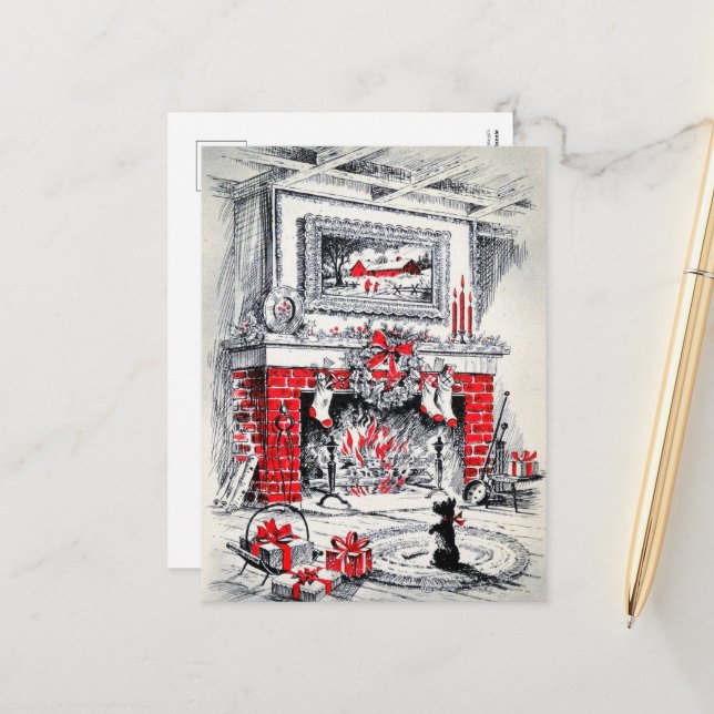 Retro-Jahrgang Weihnachten Scottie Hund (Vorderseite/Rückseite Beispiel)