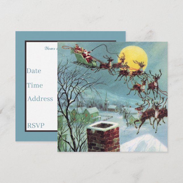 Retro-Jahrgang Weihnachten Weihnachten hinzufügen  Einladung (Vorne/Hinten)