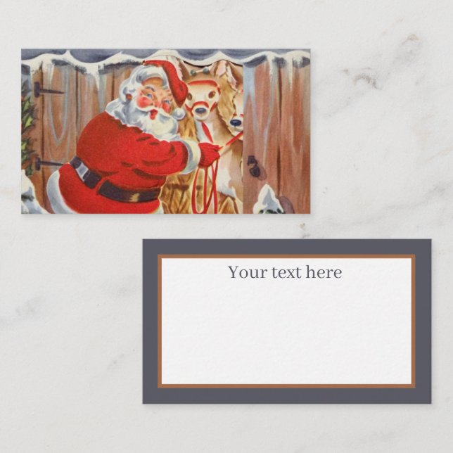 Retro-Jahrgang Weihnachten Weihnachten hinzufügen  Visitenkarte (Vorne/Hinten)