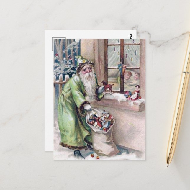 Retro-Jahrgang Weihnachten Weihnachtsfeiertag Post Postkarte (Vorderseite/Rückseite Beispiel)