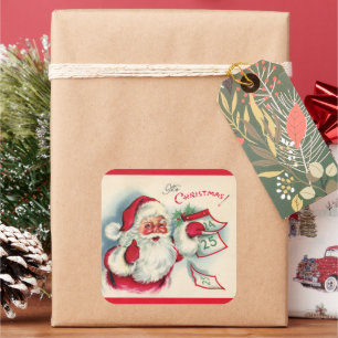 Retro-Jahrgang Weihnachten Weihnachtsfeiertag Quadratischer Aufkleber