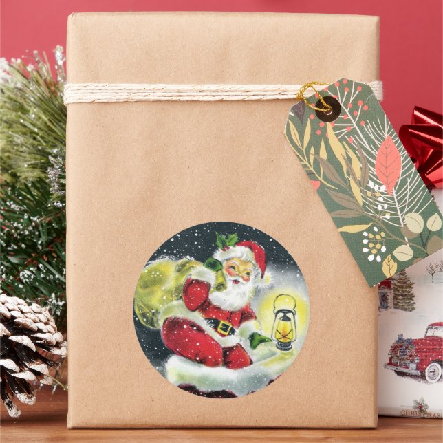 Retro-Jahrgang Weihnachten Weihnachtsfeiertag Runder Aufkleber (Feiertag)