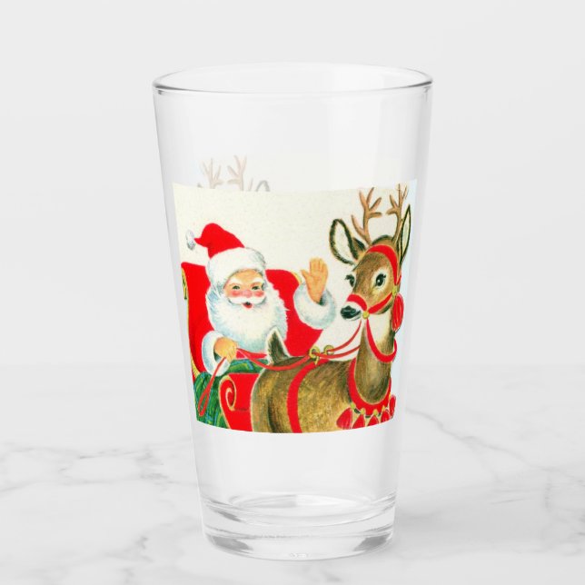 Retro-Jahrgang Weihnachten Weihnachtsmann Glas (Vorderseite)