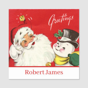 Retro-Jahrgang Weihnachten Weihnachtsmann Name hin Namensschild