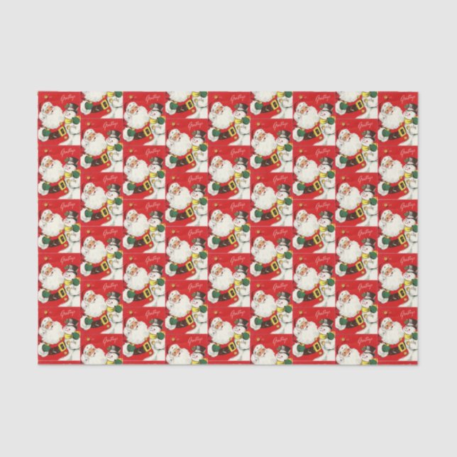 Retro-Jahrgang Weihnachten Weihnachtsschneemann Seidenpapier (Vorderseite)