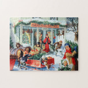 Retro-Jahrgang Weihnachts-Shopping Holiday Puzzle