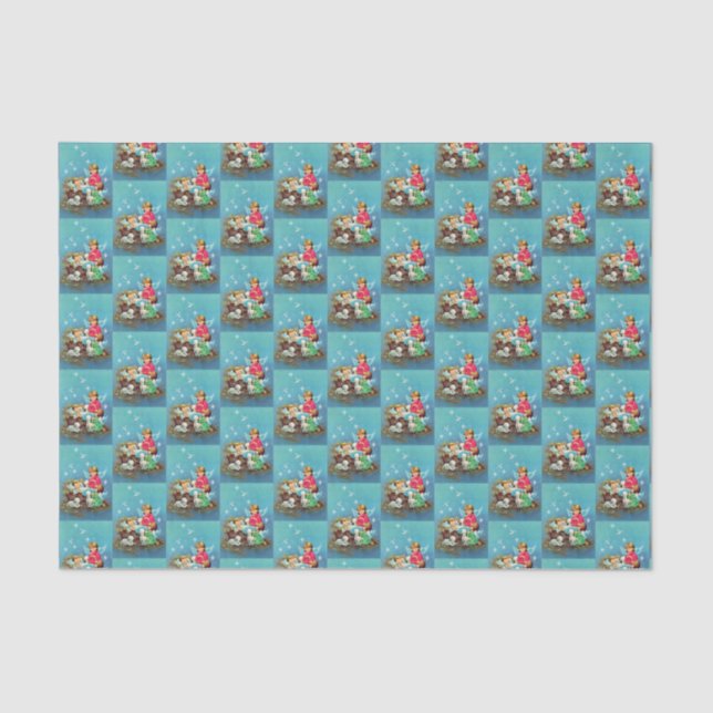 Retro-Jahrgang Weihnachtsangeln Seidenpapier (Vorderseite)