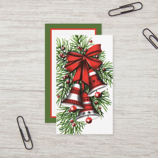 Retro-Jahrgang Weihnachtsglocken hinzufügen Inform Visitenkarte (Vorderseite/Rückseite Beispiel)