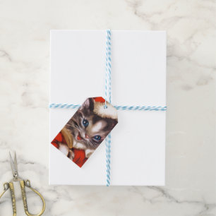 Retro-Jahrgang Weihnachtskatzenfest Geschenkanhänger